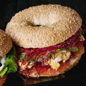 Avocado And Salmon Bagel